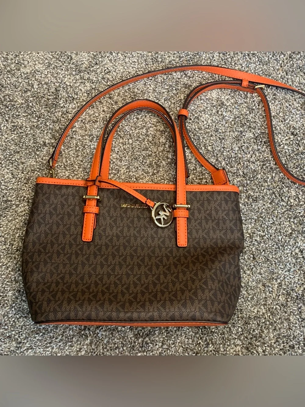 Michael Kors Brown Purse with Orange Trim